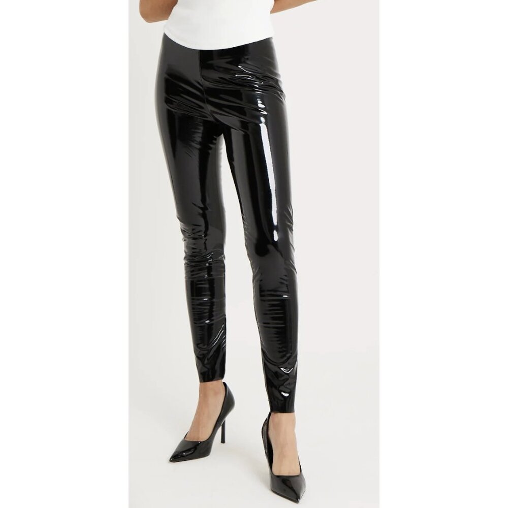 BECAUSE OF ALICE BOA High Waisted Vinyl Leggings in Black Patent Vamp Mob Wives